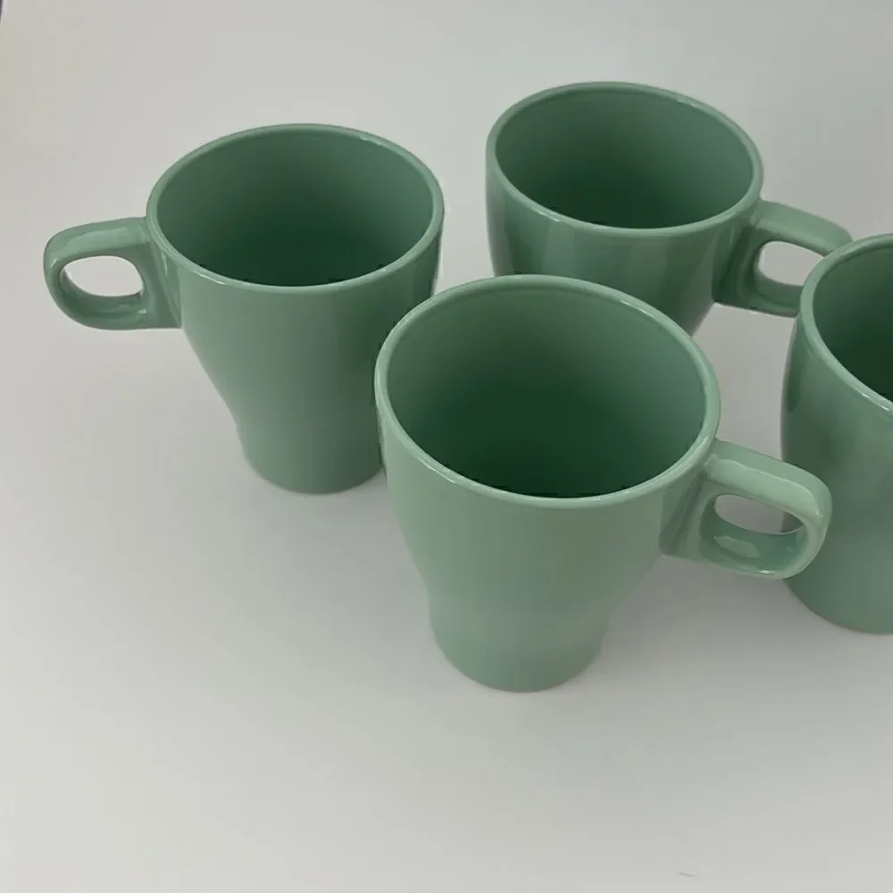 IKEA Fargrik Ceramic Coffee Tea Mugs Set of 4 Light Green Stackable